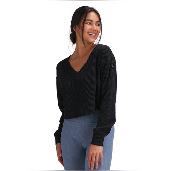 Alo Yoga Muse V-neck Pullover Sweatshirt - Picture 1 of 8